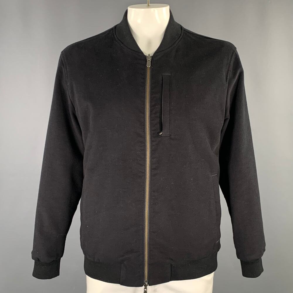J.HILBURN Size L Black Navy Cotton Blend Reversible Bomber Coat